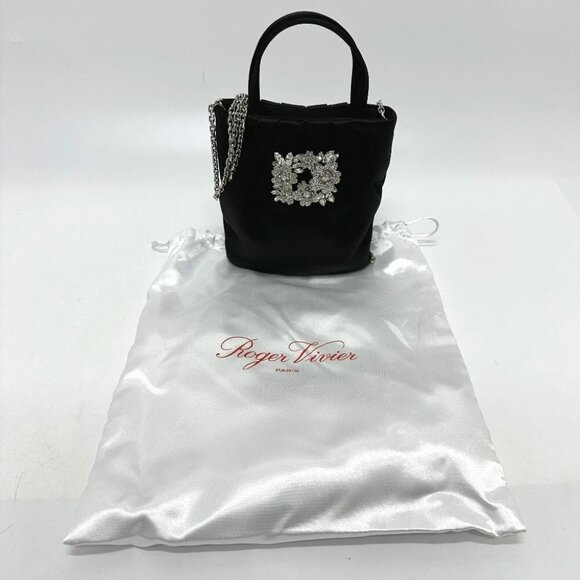 ROGER VIVIER RBWANVK0000RS0B999 Draped Pocket Bouquet Strass Micro 2WAY Hand Bag - Picture 7 of 12